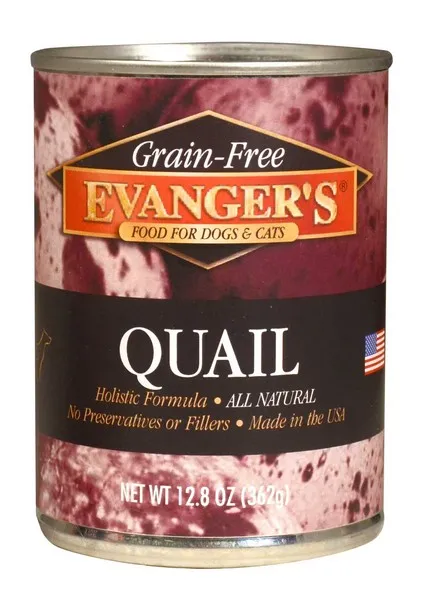 12/12.5oz Evanger's Grain-Free Quail For Dogs & Cats - Food